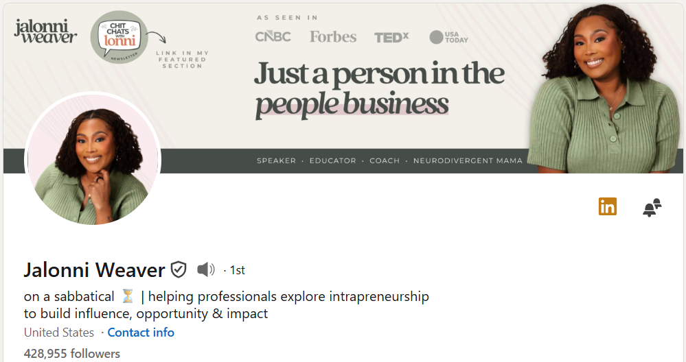 Jalonni Weaver's LinkedIn Profile Makeover
